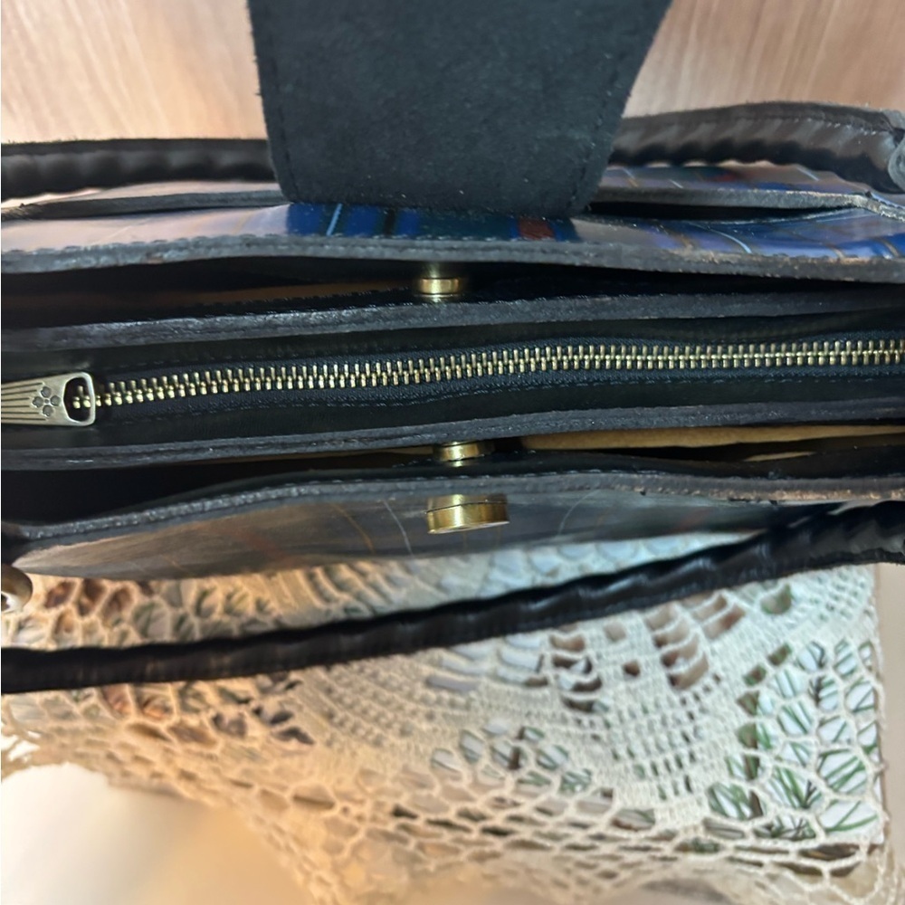 Patricia Nash Tartan Rienzo Satche Plaid Leather Shoulder Bag with Black Accents - Picture 10 of 13